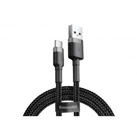 

Кабель Baseus Cafule USB - USB Type-C 3A 1m Gray-Black CATKLF-BG1