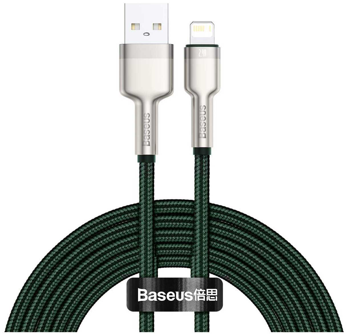 Кабель Baseus Cafule Series USB - Lightning 2.4A 2m Green CALJK-B06 кабель baseus cafule cable usb lightning 1 5a 2m green calklf hg1