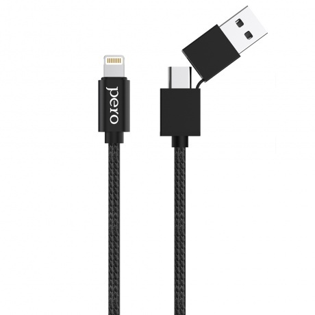 Дата-кабель PERO DC-07 UNIVERSAL 2 in 1 USB-A PD to Lightning 1m Black 220₽
