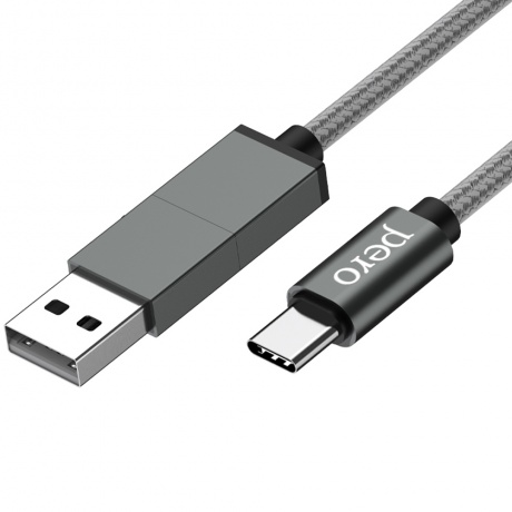 Дата-кабель PERO DC-07 UNIVERSAL 2 in 1, USB-A + PD  to Type-C, 1m, Silver - фото 2