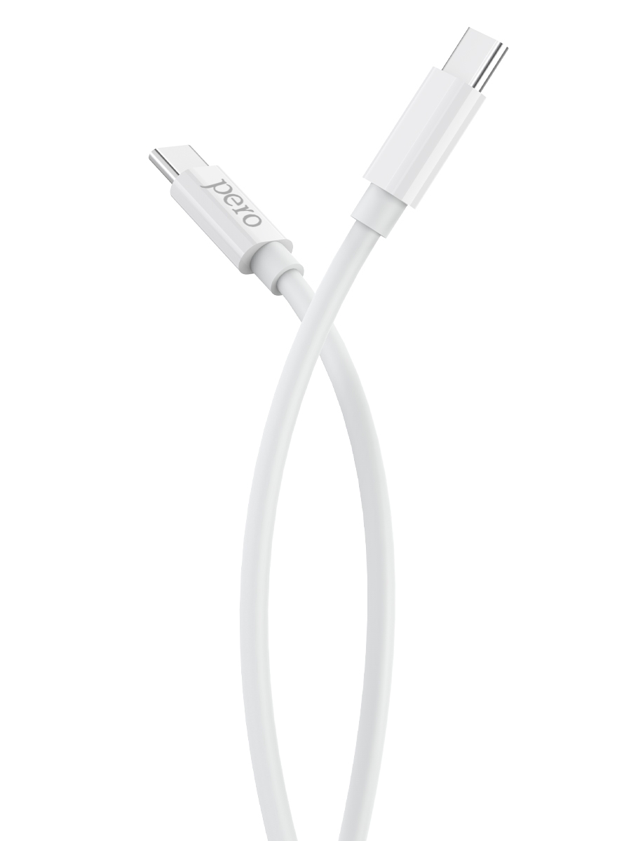 Дата-кабель PERO DC-08 PD Type-C to Type-C, 1m, White дата кабель pero dc 07 universal 2 in 1 usb a pd to type c 1m silver
