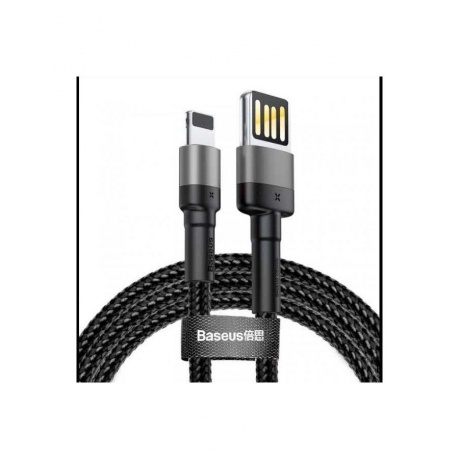 Кабель Baseus Cafule Cable USB - Lightning 2.4A 1m Grey-Black CALKLF-GG1 - фото 1