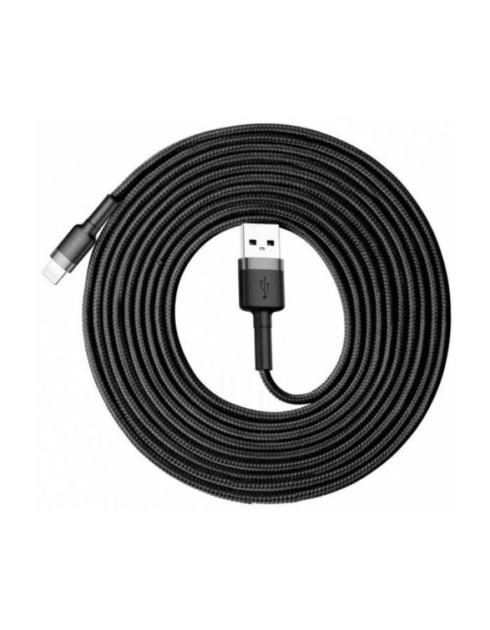 Кабель Baseus Cafule Cable USB - Lightning 2A 3m Grey-Black CALKLF-RG1 кабель зарядки apple lightning 3m baseus cafule cable 2a черный золотой calklf rv1