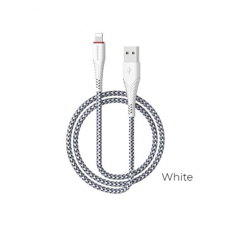 Кабель Borofone BX25 Powerful USB - Lightning 3A 1m White 6931474703460 - фото 4
