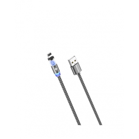 Кабель More choice K61Si 1м Dark Grey Smart USB 2.4A для Apple 8-pin Magnetic серый - фото 1