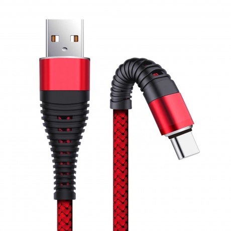 Дата-кабель Fishbone USB - Type-C, 3А, 1м, красный - фото 3