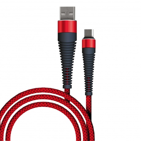 Дата-кабель Fishbone USB - micro USB, 3А, 1м, красный - фото 2