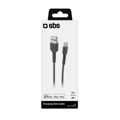 Дата кабель SBS, USB- Lightning, 1м, черный - фото 2