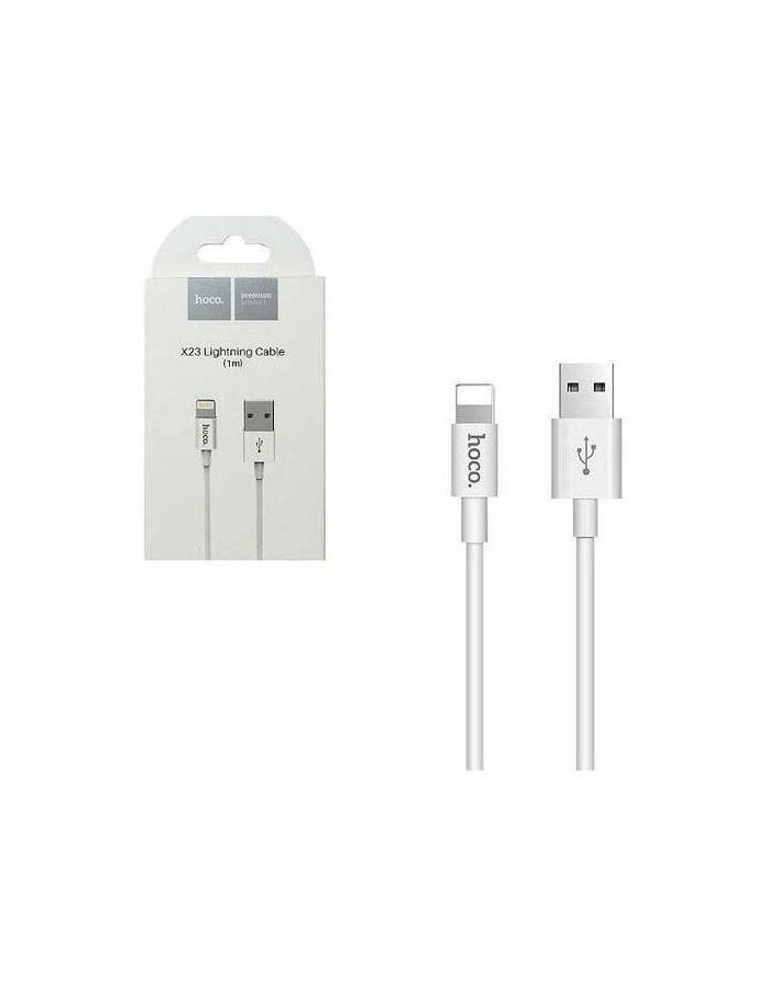 Кабель Hoco X23 Skilled USB - Lightning 2.4A 1m White 6957531072836 usb дата кабель lightning 8 pin для apple зеленый
