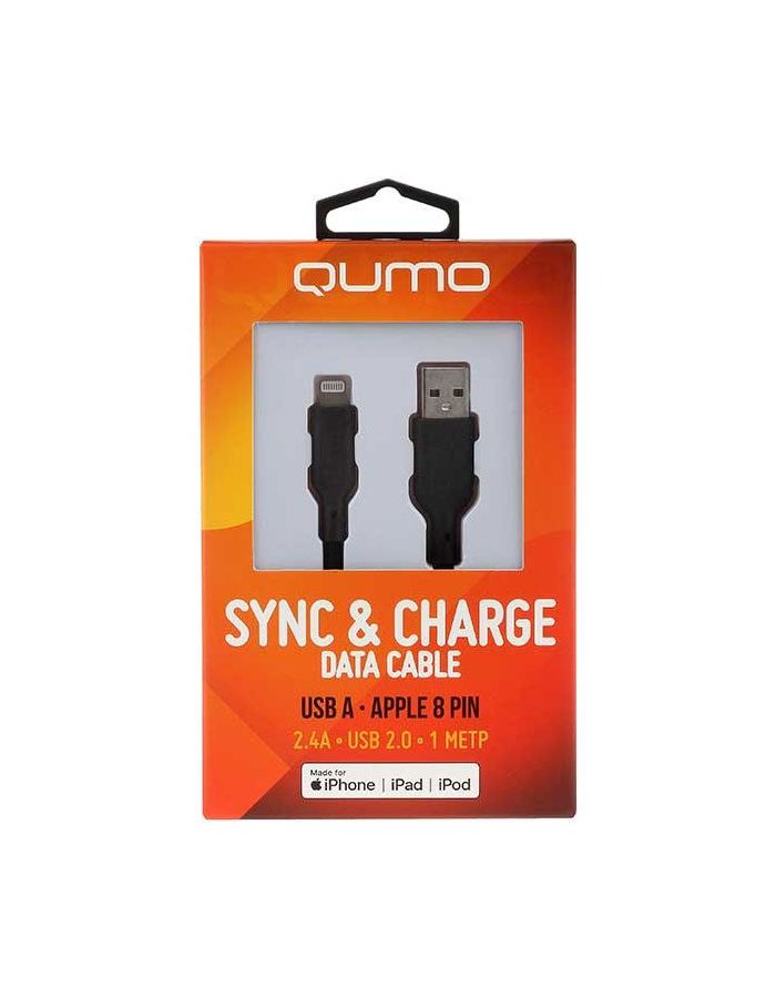 Кабель Qumo MFI С48 USB-A - Lightning 1m Black 32987 кабель qumo usb lightning mfi
