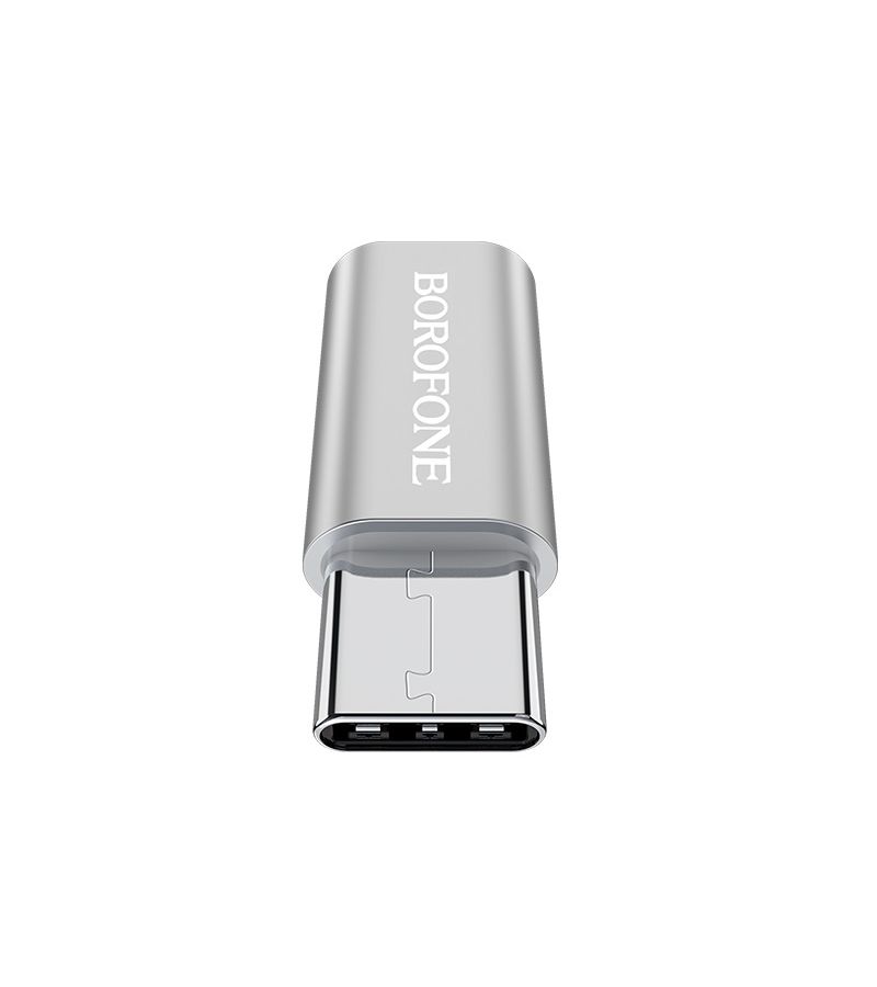 цена Адаптер-переходник Borofone BV4, Micro USB – Type C серебристый (90335)