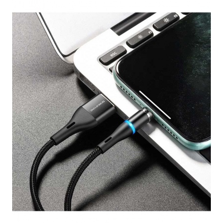 Дата-кабель Borofone BU16 Skill Magnetic, USB - Lightning, 2.4А, черный (20795) - фото 1