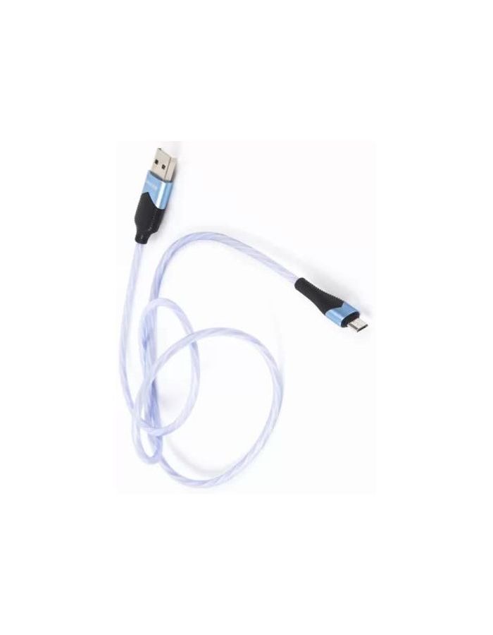 Дата-кабель Borofone BU19 Streamer, USB - Micro-USB, 2.4А, с подсветкой, синий (23253) usb электрический провод кабель fakra hsd lvds 1 м женский папа dacar 535 4 ядерный для bmw mercedes