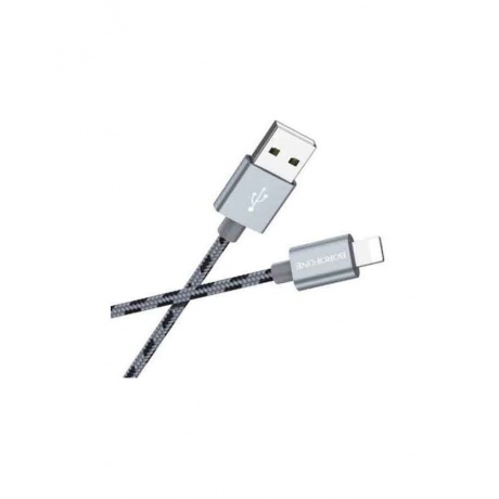 Дата-кабель Borofone BX24 Ring, USB - Lightning, 2.4A, серый (03385) - фото 1