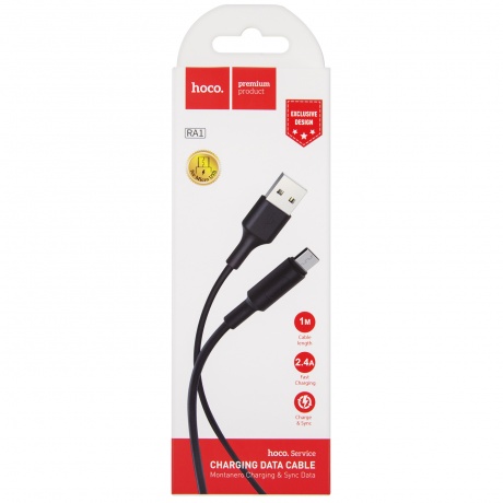 Дата-кабель Hoco RA1, USB - Micro-USB, 2.4A, черный
