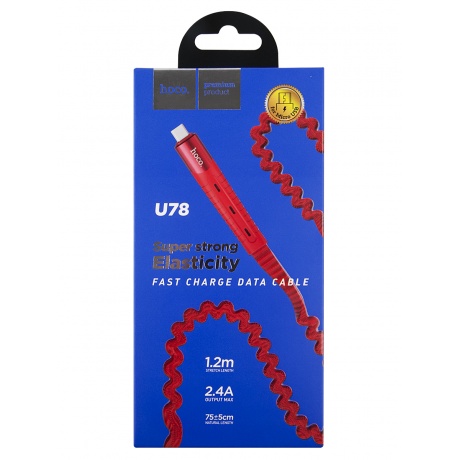 Дата-кабель Hoco U78 Cotton treasure, USB - Micro-USB, красный (21518) - фото 4