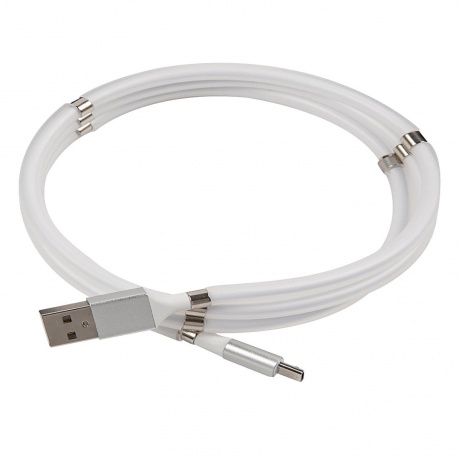 Дата-кабель MB mobility USB - micro USB, белый, скручивание на магнитах УТ000021319 - фото 1
