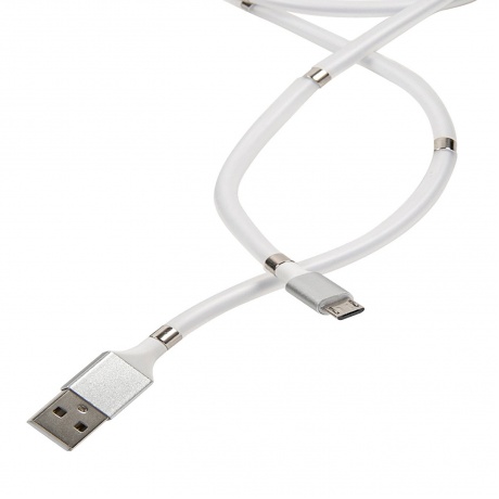 Дата-кабель MB mobility USB - micro USB, белый, скручивание на магнитах УТ000021319 - фото 2