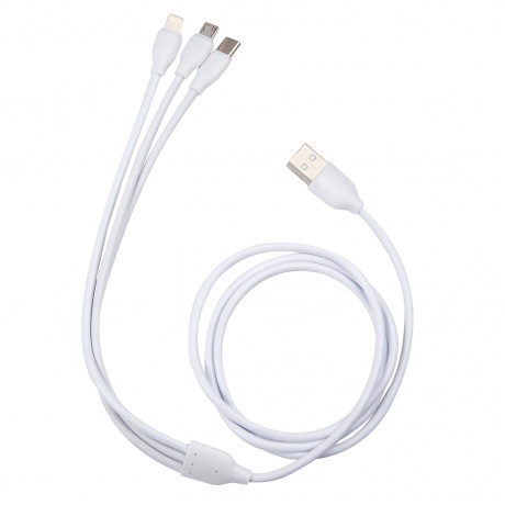 Дата-кабель mobility 3в1, USB – microUSB + Lightning + Type-C, 2A, белый УТ000022585 - фото 1