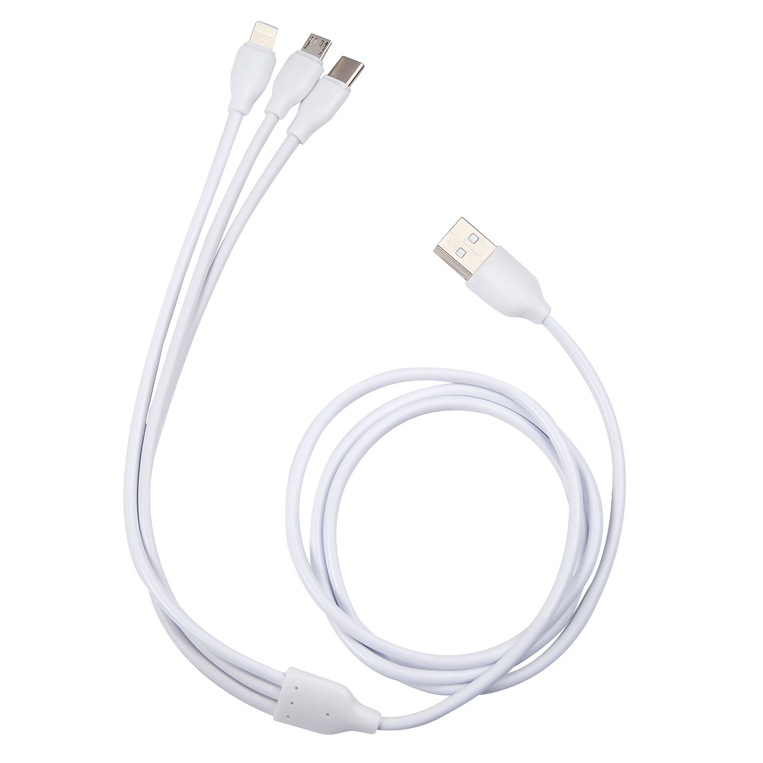 Дата-кабель mobility 3в1, USB – microUSB + Lightning + Type-C, 2A, белый УТ000022585