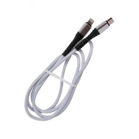 Дата-кабель mObility Type-C - Lightning, 3А, тканевая оплетка, белый УТ000024628 - фото 2