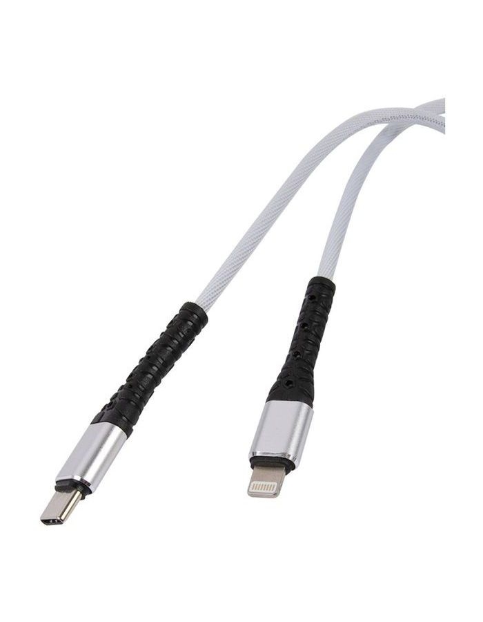 цена Дата-кабель mObility Type-C - Lightning, 3А, тканевая оплетка, белый УТ000024628