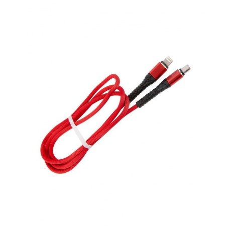 Дата-кабель mObility Type-C - Lightning, 3А, тканевая оплетка, красный УТ000024530 - фото 2
