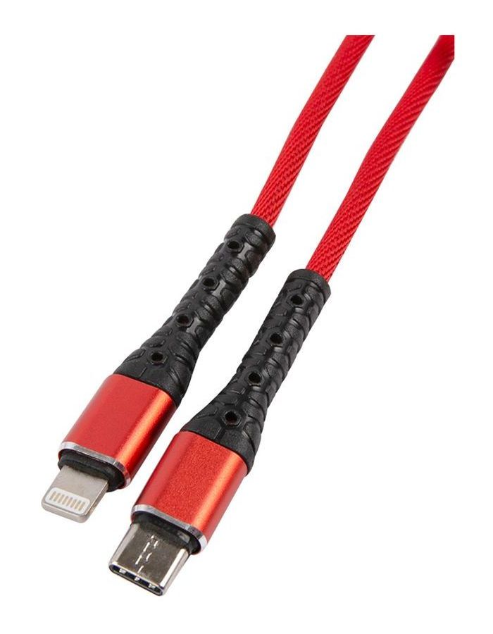 Дата-кабель mObility Type-C - Lightning, 3А, тканевая оплетка, красный УТ000024530 дата кабель mobility type c lightning 3а тканевая оплетка синий