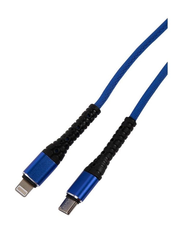 Дата-кабель mObility Type-C - Lightning, 3А, тканевая оплетка, синий УТ000024528 дата кабель mobility type c lightning 3а тканевая оплетка синий