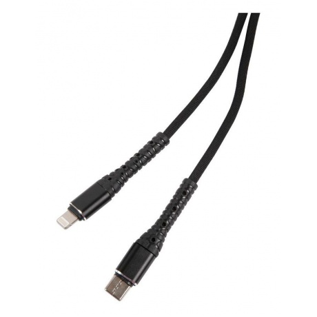 Дата-кабель mObility Type-C - Lightning, 3А, тканевая оплетка, черный УТ000024527 - фото 1