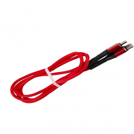 Дата-кабель mObility Type-C - Type-C, 3А, тканевая оплетка, красный УТ000024526 - фото 1