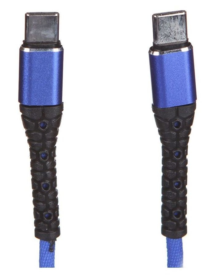 Дата-кабель mObility Type-C - Type-C, 3А, тканевая оплетка, синий УТ000024524