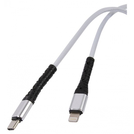 Дата-кабель mObility USB – Lightning, 3А, тканевая оплетка, белый УТ000024541 - фото 1