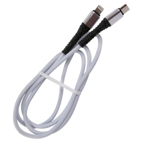 Дата-кабель mObility USB – Lightning, 3А, тканевая оплетка, белый УТ000024541 - фото 2