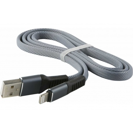 Дата-Кабель Red Line Flat USB - Lightning, серый УТ000015529 - фото 2