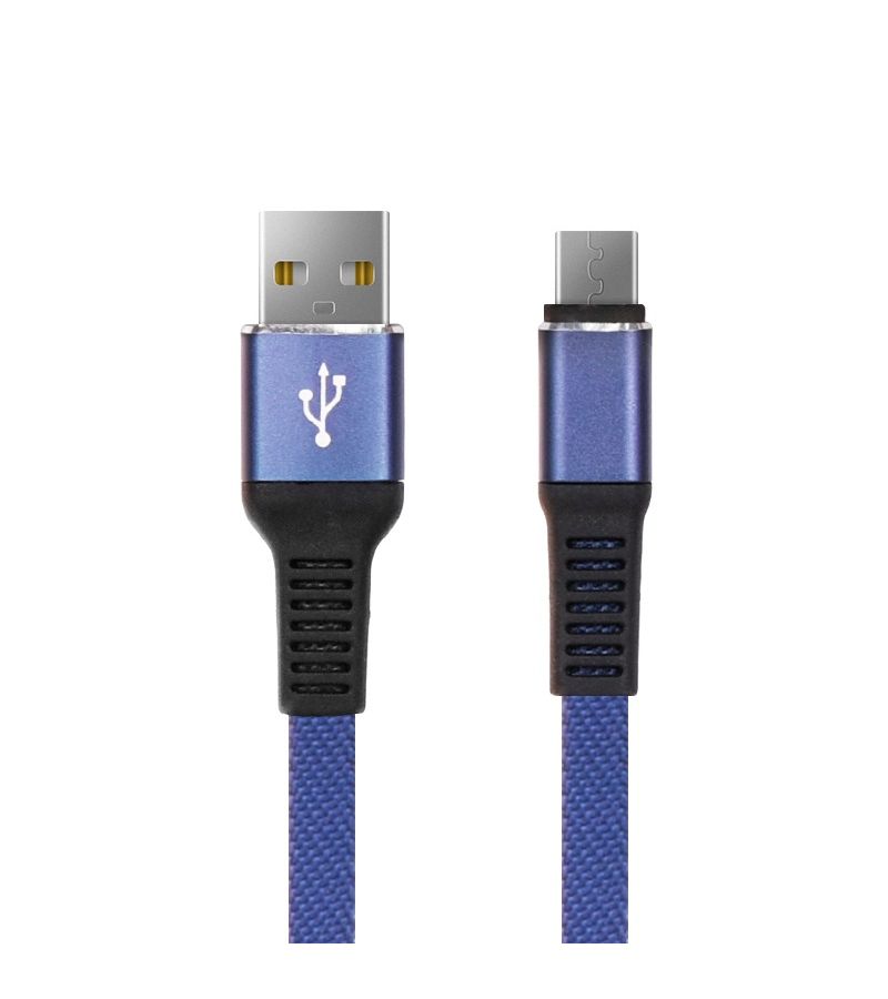 Дата-Кабель Red Line Flat USB - Micro USB, синий УТ000015528