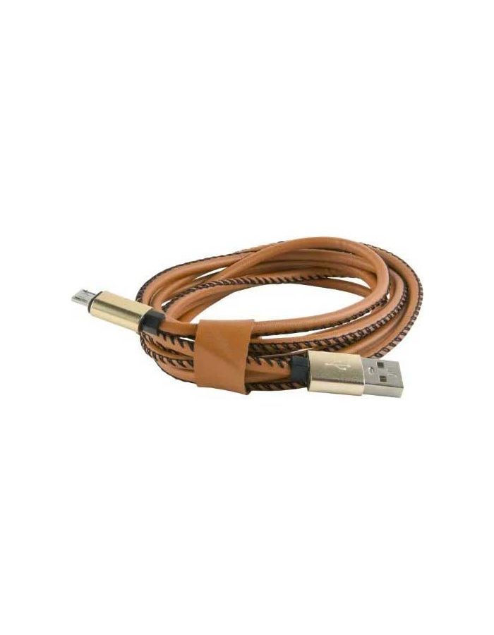 Дата-кабель Red Line USB - micro USB (2 метра) оплетка экокожа, коричневый УТ000014170 цена и фото
