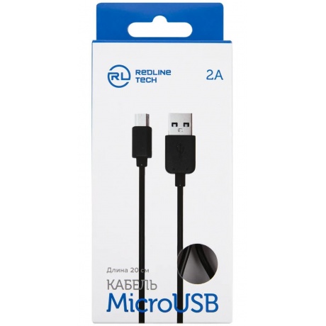 Дата-кабель Red Line USB - micro USB, 2A, 20 см, черный УТ000020232 - фото 3