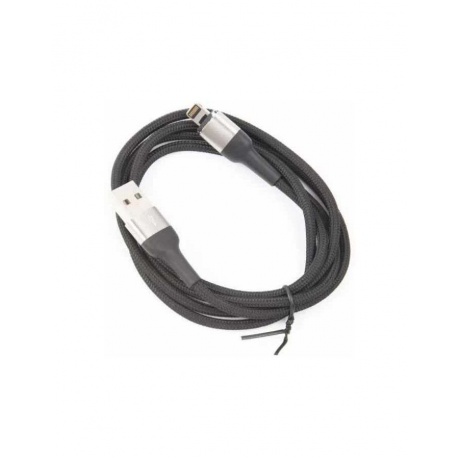 Дата-Кабель USAMS US-SJ326 U28 USB - Lightning, 2.4A (1 м) с индикатором, магнитный, нейлоновая оплетка, серый (SJ326USB03) - фото 3