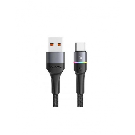 Дата-Кабель USAMS US-SJ536 U76 USB - Type-C 6A Fast Charging, With Colorful Light, 1.2m, черный(SJ536USB01) - фото 1