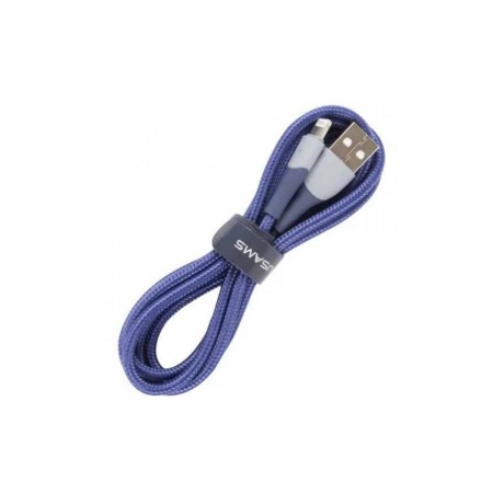 Дата-Кабель USAMS US-SJ541 U77 USB - Lightning, 2,4А, с подсветкой, нейлоновая оплетка (1,2 m), синий (SJ541USB02) - фото 1