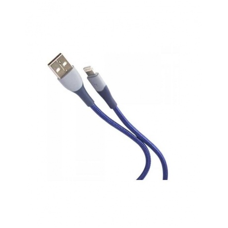 Дата-Кабель USAMS US-SJ541 U77 USB - Lightning, 2,4А, с подсветкой, нейлоновая оплетка (1,2 m), синий (SJ541USB02) - фото 2