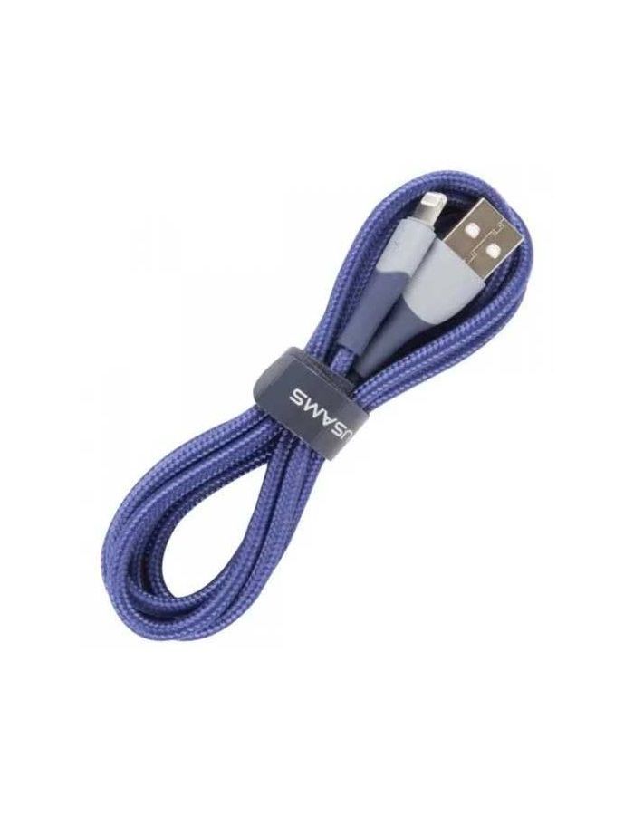 цена Дата-Кабель USAMS US-SJ541 U77 USB - Lightning, 2,4А, с подсветкой, нейлоновая оплетка (1,2 m), синий (SJ541USB02)