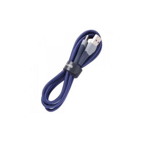 Дата-Кабель USAMS US-SJ542 U77 USB - Type-C, 3А, с подсветкой, нейлоновая оплетка (1,2 m), синий (SJ542USB02) - фото 1