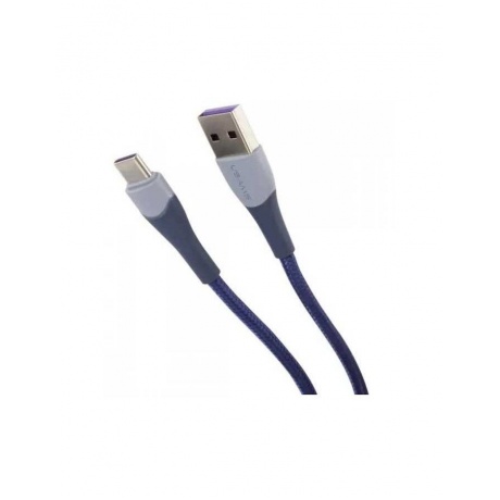 Дата-Кабель USAMS US-SJ542 U77 USB - Type-C, 3А, с подсветкой, нейлоновая оплетка (1,2 m), синий (SJ542USB02) - фото 2