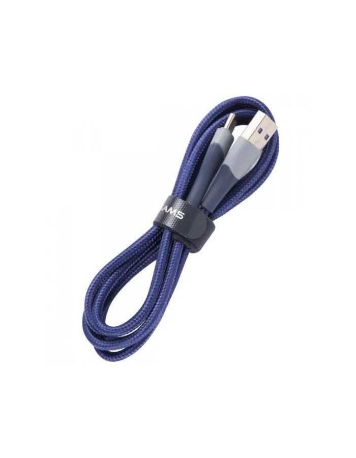 цена Дата-Кабель USAMS US-SJ542 U77 USB - Type-C, 3А, с подсветкой, нейлоновая оплетка (1,2 m), синий (SJ542USB02)