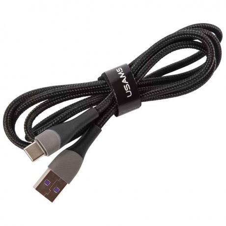 Дата-Кабель USAMS US-SJ542 U77 USB - Type-C, 3А, с подсветкой, нейлоновая оплетка (1,2 m), черный (SJ542USB01) - фото 2