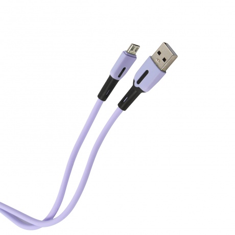 Дата-Кабель USAMS-SJ432 USB - micro USB с индикатором (1 м) силиконовый, фиолетовый (SJ432USB04) - фото 3