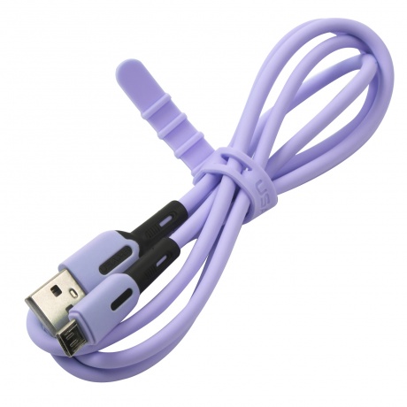 Дата-Кабель USAMS-SJ432 USB - micro USB с индикатором (1 м) силиконовый, фиолетовый (SJ432USB04) - фото 4