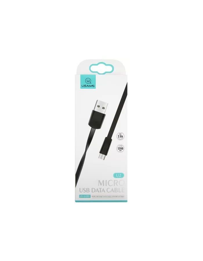 цена Дата-Кабель USAMS-U2 USB - micro USB, плоский, черный (SJ201MIC01)